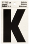 HY-KO RV-50/K Reflective Letter, Character: K, 3 in H Character, Black