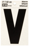HY-KO RV-50/V Reflective Letter, Character: V, 3 in H Character, Black