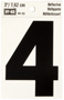 HY-KO RV-50/4 Reflective Sign, Character: 4, 3 in H Character, Black
