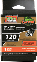Gator 7775 Sanding Belt, 3 in W, 21 in L, 120 Grit, Fine, Zirconium Oxide