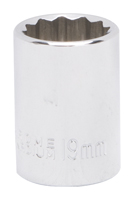 Vulcan MT6530224 Drive Socket, 19 mm Socket, 1/2 in Drive, 12-Point, Chrome