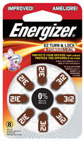 Energizer 312 Series AZ312DP-8 Non-Rechargeable Hearing Aid Battery,