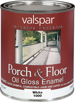 Valspar 027.0001000.005 Porch and Floor Enamel Paint, High-Gloss, White, 1