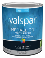 Valspar 027.0001405.005 Interior Paint; Flat; Clear Base; 1 qt Carton