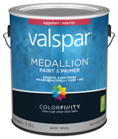 Valspar 027.0004400.007 Wall Paint; Eggshell; White; 1 gal Can