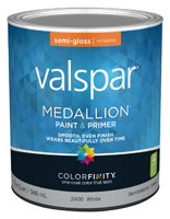 Valspar 027.0002400.005 Wall Paint; Semi-Gloss; White; 1 qt Can