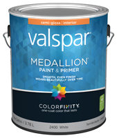 Valspar 027.0002400.007 Wall Paint, Semi-Gloss, White, 1 gal Can