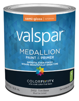 Valspar Medallion 2400 027.0002402.005 Latex Paint; Semi-Gloss; 1 qt Package