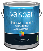 Valspar 027.0001400.007 Wall Paint, Flat, White, 1 gal Can