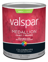 Valspar 027.0004102.005 Exterior House Paint; Satin; Tint Base; 1 qt