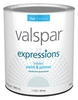 Valspar 005.0017001.005 Latex Paint; Flat; White; 1 qt Can