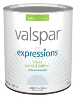 Valspar 005.0017043.005 Latex Paint; Satin; Satin Tint Base; 1 qt Can