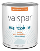 Valspar 005.0017062.005 Latex Paint; Semi-Gloss; Semi-Gloss Pastel Base; 1