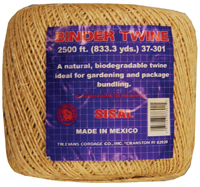 T.W. Evans Cordage 37-301 Binder Twine, #5 Dia, 2500 ft L, Sisal, Natural