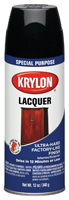 Krylon K07030777 Lacquer Spray, Gloss, Black, 12 oz, Aerosol Can