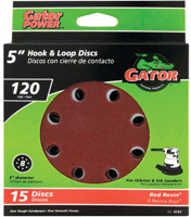 Gator 4141 Sanding Disc, 5 in Dia, 120 Grit, Fine, Aluminum Oxide Abrasive,