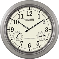 La Crosse WT-3181PL-Q Wall Clock, Round, Analog, Plastic Frame, Pewter Frame