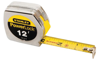 STANLEY 33-312L Tape Measure, 12 ft L Blade, 3/4 in W Blade, Steel Blade,