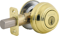 Kwikset 99800-120 Deadbolt, 1 Grade, K4 Key, Metal, Polished Brass, 2-3/8 to