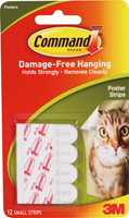Command 17024 Poster Strip, 5/8 in W, 13/16 in L, Clear