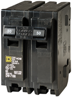 Square D Homeline HOM250CP Circuit Breaker, Mini, 50 A, 2 -Pole, 120/240 V,