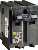 Square D Homeline HOM220CP Circuit Breaker, Mini, 20 A, 2 -Pole, 120/240 V,