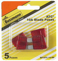 Bussmann BP/ATC-10-RP Automotive Fuse, Blade Fuse, 32 VDC, 10 A, 1 kA