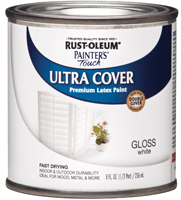 RUST-OLEUM PAINTER'S Touch 1992730 Brush-On Paint, Gloss, White, 0.5 pt Can