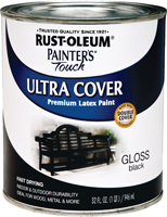 RUST-OLEUM PAINTER'S Touch 1979502 Brush-On Paint, Gloss, Black, 1 qt Can