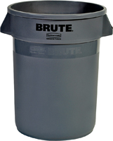 Rubbermaid 263200GRAY Trash Container, 32 gal Capacity, Polyethylene, Gray