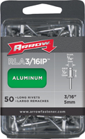 Arrow RLA3/16IP Long Pop Rivet, 1/2 in L, Aluminum