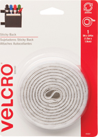 VELCRO Brand 90087 Fastener, 3/4 in W, 5 ft L, Nylon, White, 5 lb, Rubber