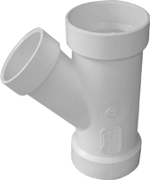 CANPLAS 192326L Reducing Pipe Wye, 3 x 3 x 2 in, Hub, PVC, White, SCH 40