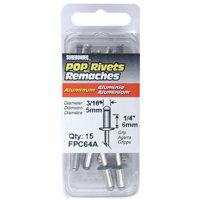 SureBonder FPC64A Medium Blind Rivet, 3/16 in Dia, 0.126 - 1/4 in Grip,