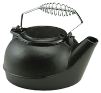 US STOVE TK-02 Tea Kettle, 3 qt Capacity, Spring-Loaded Handle, Iron, Black