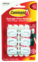 Command 17006-VP Adhesive Hook, 0.5 lb, 18-Hook, Plastic, White