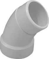 CANPLAS 192404 Sanitary Street Pipe Elbow, 4 in, Spigot x Hub, 45 deg Angle,