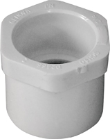 LASCO 437131 Reducer Bushing, 1 x 3/4 in, Spigot x Slip, PVC, White, SCH 40