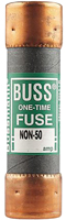 Bussmann NON-50 Fuse, 50 A, 250 VAC, 125 VDC, 50 kA Interrupt, Melamine