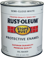 RUST-OLEUM STOPS RUST 7797502 Protective Enamel; Semi-Gloss; White; 1 qt Can
