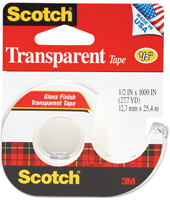 Scotch 174 Transparent Tape, 1100 in L, 1/2 in W, Acetate Backing