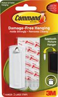 Command 17040 Picture Hanger, 5 lb, Plastic, White, Adhesive Strip Mounting