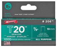 Arrow Fastener 206  Staples, Flat Crown, 3/8 Inch