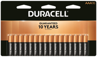 DURACELL MN2400B16 Battery, 1.5 V Battery, AAA Battery, Alkaline, Manganese