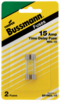 Bussmann BP/MDL-15 Time Delay Fuse, 15 A, 32 V, Glass Body