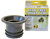FERNCO FTS-4CF Wax Free Toilet Seal 4 x 3 in; Elastomeric PVC; Black; For: