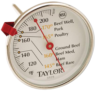 Taylor 5939N Meat Thermometer, 120 to 212 deg F, Analog Display