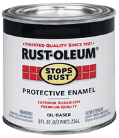 RUST-OLEUM STOPS RUST 7777730 Protective Enamel, Satin, Black, 0.5 pt Can