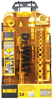 DeWALT DWMT73804 Socket Set, Polished Chrome Vanadium, 34-Piece