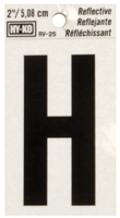 HY-KO RV-25/H Reflective Letter, Character: H, 2 in H Character, Black